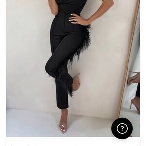 Club L London Count Me In Black Trousers Women’s Size 4 Ostrich Detail